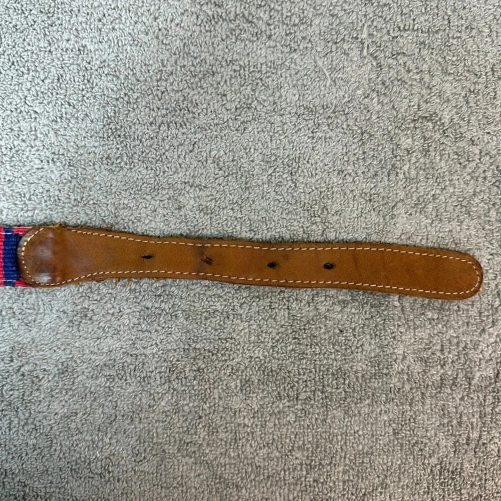 A Tail We Could Wag Belt Mens 36 Woven Mayan Sun Red Leather Brass Buckle Italy